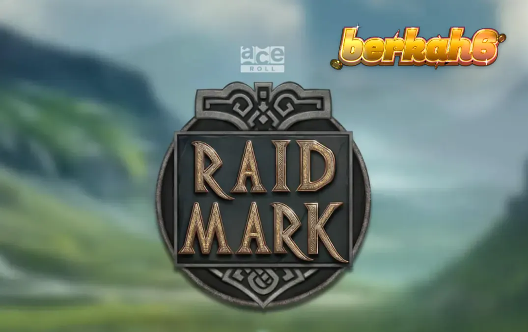 Tampilan visual slot Raidmark dengan tema Viking yang epik dan gulungan yang penuh dengan simbol rune.